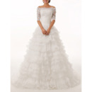 Custom Off-the-shoulder Chiffon Wedding Dresses with Half Sleeves