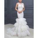 Sheath Sleeveless Sweep Train Layered Skirt Wedding Dresses