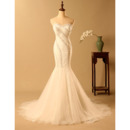 Affordable Mermaid Sweetheart Long Lace Bodice Wedding Dresses