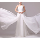 Custom One Shoulder Sleeveless Sweep Train Chiffon Wedding Dresses