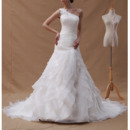 One Shoulder Court Train Chiffon Pleated Wedding Dresses