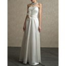 Custom Beading Neck Floor Length Satin Wedding Dresses with Straps