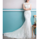 Inexpensive Mermaid Court Train Organza Embroidery Wedding Dresses