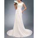 Discount One Shoulder Sleeveless Sweep Train Chiffon Wedding Dresses