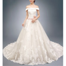Elegant Off-the-shoulder Lace Skirt Wedding Dresses with Belts
