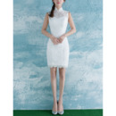 Custom Sheath Mandarin Collar Sleeveless Mini Lace Wedding Dresses