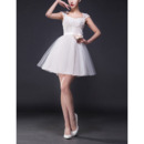Custom A-Line Sweetheart Mini Satin Tulle Short Wedding Dresses