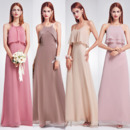 Custom Spaghetti Straps Floor Length Chiffon Bridesmaid Dresses