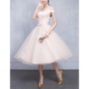 Custom Off-the-shoulder Knee Length Satin Tulle Bridesmaid Dresses
