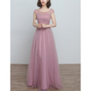 Discount Sleeveless Floor Length Satin Tulle Bridesmaid Dresses