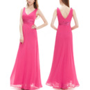 Custom V-Neck Sleeveless Floor Length Chiffon Bridesmaid Dresses