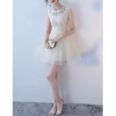 Sexy A-Line Sleeveless Mini/ Short Organza Lace Cocktail Party Dresses