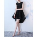 Inexpensive Sleeveless High-Low Tulle Black Cocktail Party Dresses