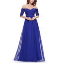 Sexy Off-the-shoulder Chiffon Evening Dresses with Half Sleeves