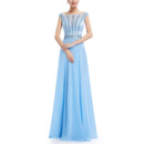Discount Bateau Floor Length Chiffon Lace Evening/ Prom Dresses