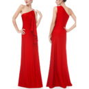 One Shoulder Floor Length Satin Evening Dresses