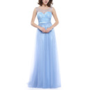 Inexpensive Sleeveless Floor Length Chiffon Tulle Evening Dresses