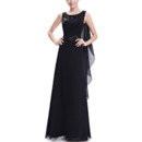 Custom Sleeveless Floor Length Chiffon Black Evening/ Prom Dresses