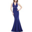 Affordable Mermaid V-Neck Floor Length Satin Evening/ Prom Dresses