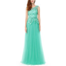 Discount Sleeveless Floor Length Tulle & Lace Evening Dresses