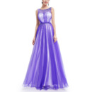 Sleeveless Floor Length Satin Tulle Evening Dresses