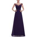 A-Line V-Neck Floor Length Chiffon Evening Dresses