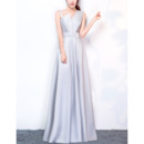 Asymmetric Floor Length Satin Evening Dresses