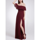 Elegant Off-the-shoulder Floor Length Chiffon Evening Dresses
