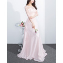 Inexpensive Floor Length Chiffon Evening Dresses with Half Sleeves
