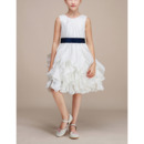 Stunning Knee Length Ruffle Skirt Flower Girl Dresses with Sashes