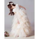 Inexpensive Floor Length Lace Ruffle Skirt Flower Girl Dresses