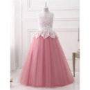 Adorable Ball Gown Sleeveless Floor Length Lace Flower Girl Dresses