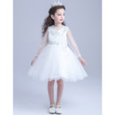 Adorable A-Line Short Organza Flower Girl Dresses with Long Sleeves