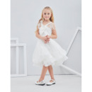 Adorable Knee Length Lace Flower Girl/ First Communion Dress with Straps