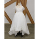 Adorable High-Low Flower Girl/ Communion Dresses with Short Sleeves