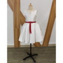 Custom Sleeveless Short Taffeta Flower Girl Dresses with Belts
