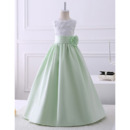 Discount A-Line Sleeveless Floor Length Satin Lace Flower Girl Dresses