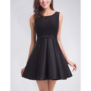New A-Line Sleeveless Short Satin Homecoming/ Little Black Dress