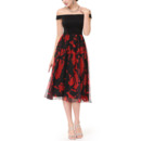 Custom Off-the-shoulder Knee Length Satin Print Homecoming Dresses