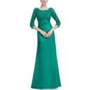 Long Satin Mother Gowns with 3/4 Long Lace Sleeves