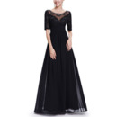 Custom A-Line Floor Length Chiffon Mother Dresses with Half Sleeves