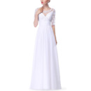 Inexpensive Long Chiffon Mother Dresses with Half Lace Sleeves