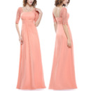 Custom Floor Length Chiffon Mother Dresses with Half Lace Sleeves