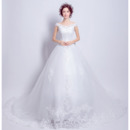 Elegant Off-the-shoulder Cathedral Train Organza Wedding Dresses