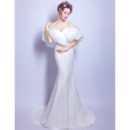 New Sheath Off-the-shoulder Sweep Train Satin Wedding Dresses