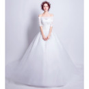 Elegant Off-the-shoulder Chapel Train Wedding Dress with Half Sleeves