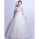 Inexpensive Floor Length Organza Wedding Dresses with Half Sleeves