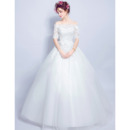 Elegant Off-the-shoulder Long Wedding Dresses with Half Sleeves
