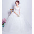 Elegant Ball Gown Floor Length Wedding Dresses with Half Sleeves
