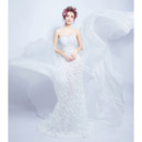 Custom Sheath Sweetheart Applique Wedding Dress with Court Train